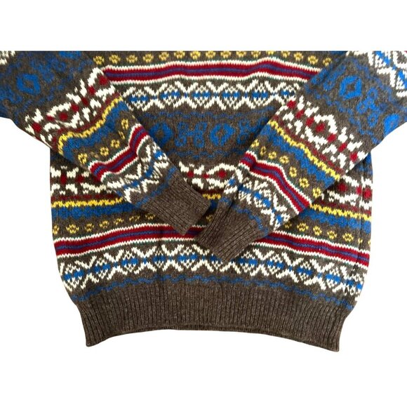 UNITED COLORS OF BENETTON Pullover Fair Isle Wool Sweater Crew Neck Multicolor - Picture 4 of 9